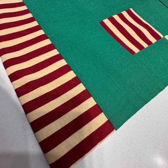 Table Linen Runner Centre Patched Work Red, Green & Cream Handmade Vintage 28 in - Picture 2 of 6